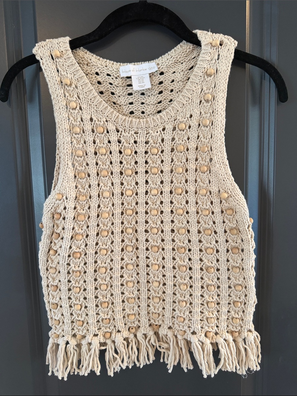 House of Harlow 1960 Crochet Tank Top in Cream